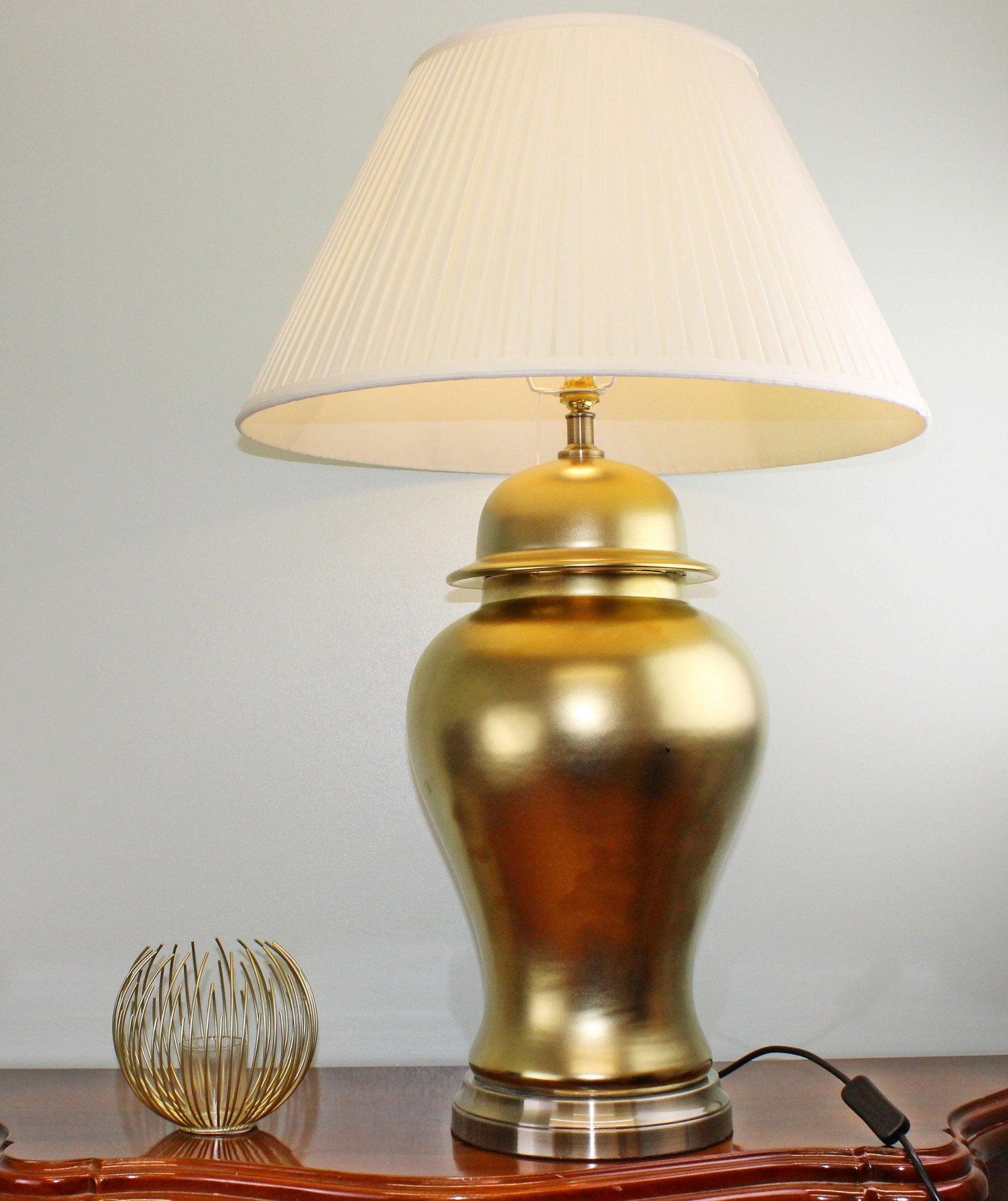 View Large Golden Ceramic Lamp with Metal Base 85cm information