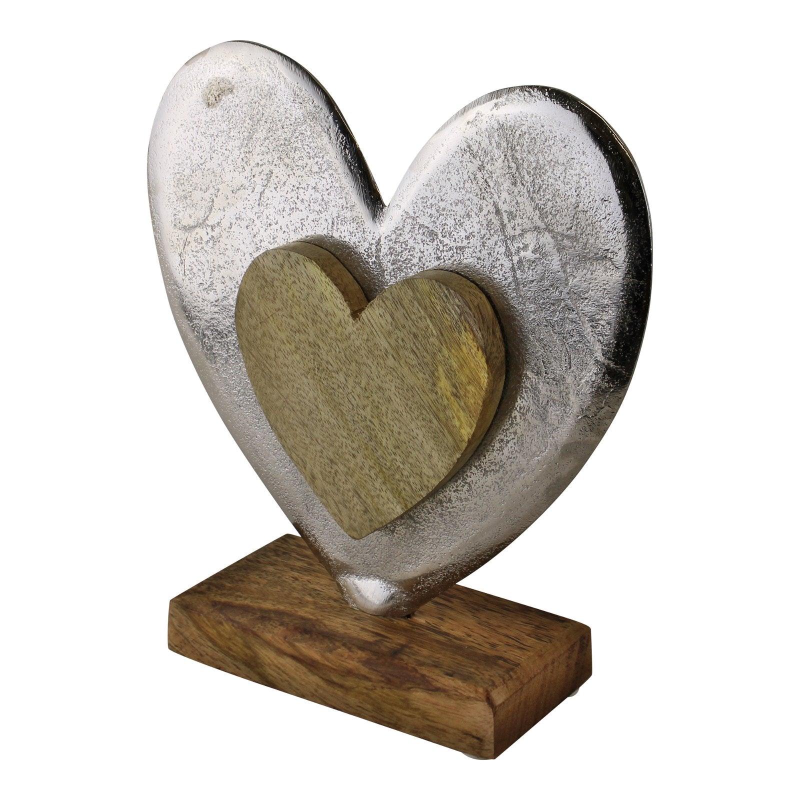 View Large Metal and Wood Standing Heart Decoration information