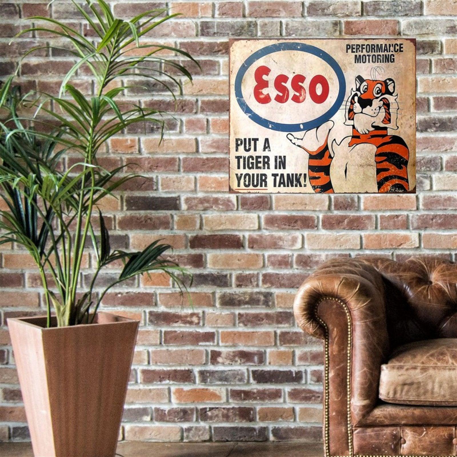 View Large Metal Sign 60 x 495cm Esso Put a Tiger in your tank information