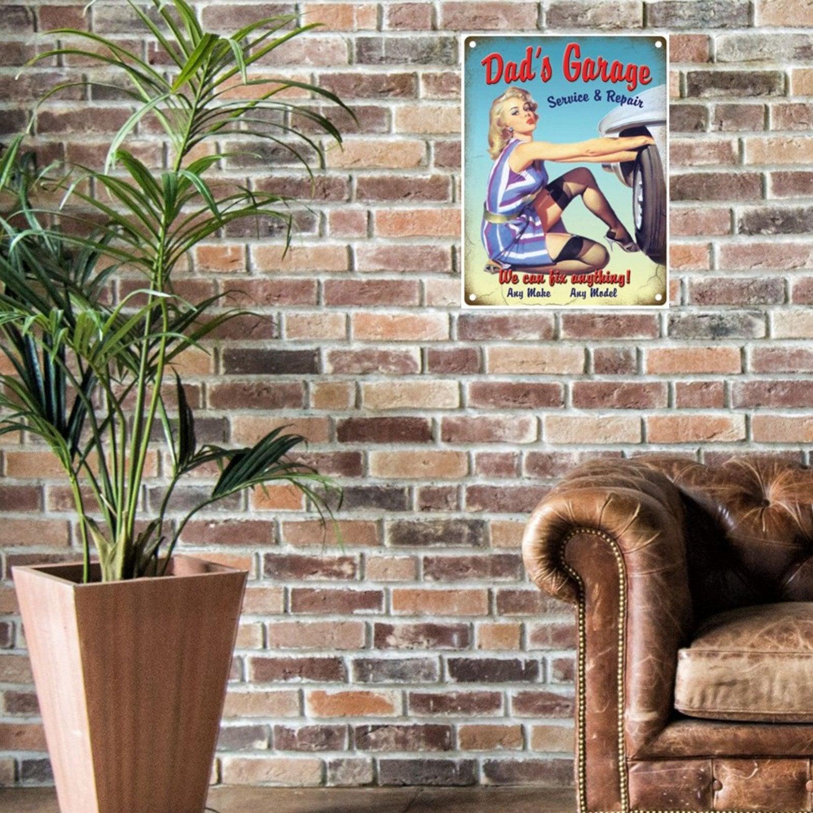 View Large Metal Sign 60 x 495cm Vintage Retro Dads Garage information