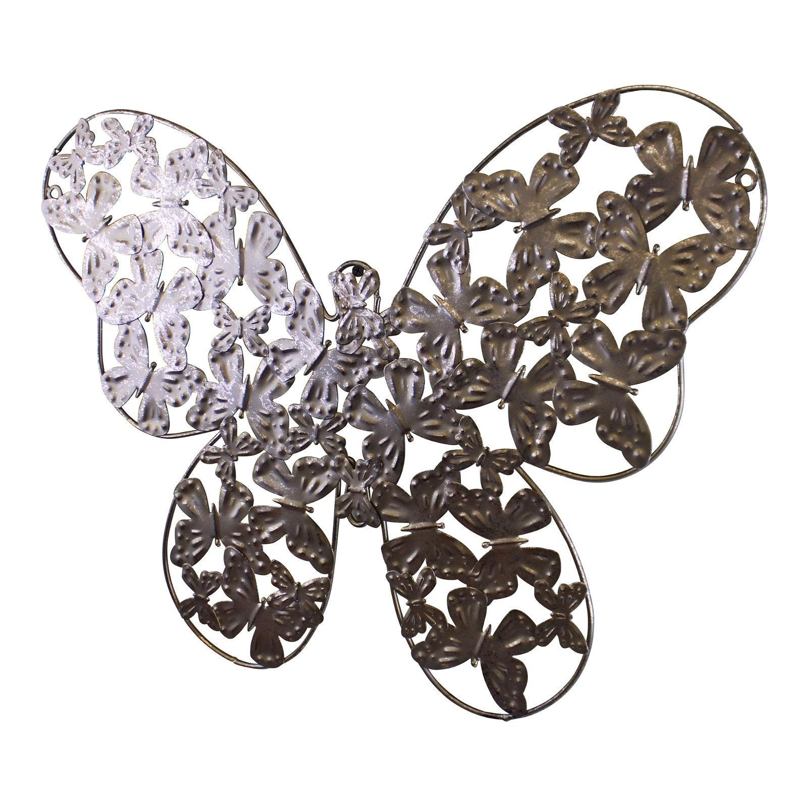 View Large Silver Metal Butterfly Design Wall Decor information