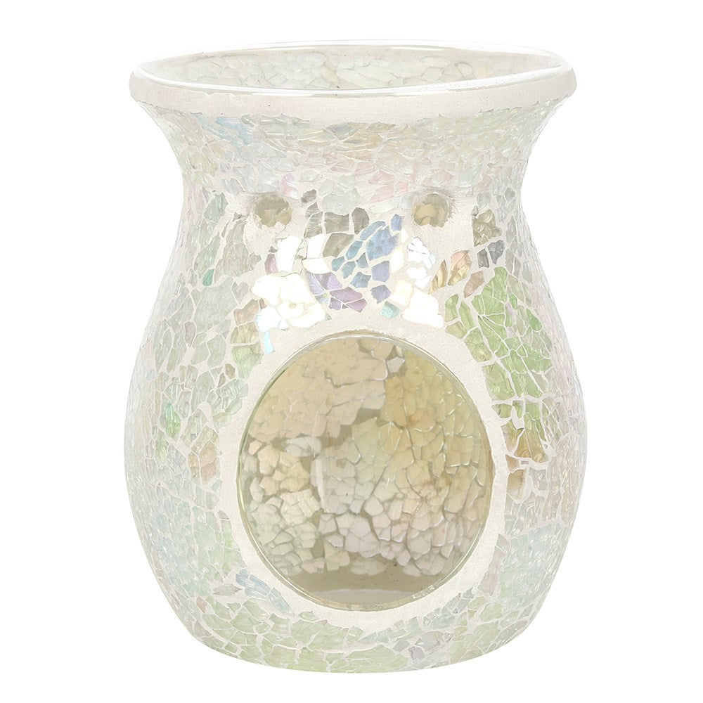 View Large White Iridescent Crackle Oil Burner information