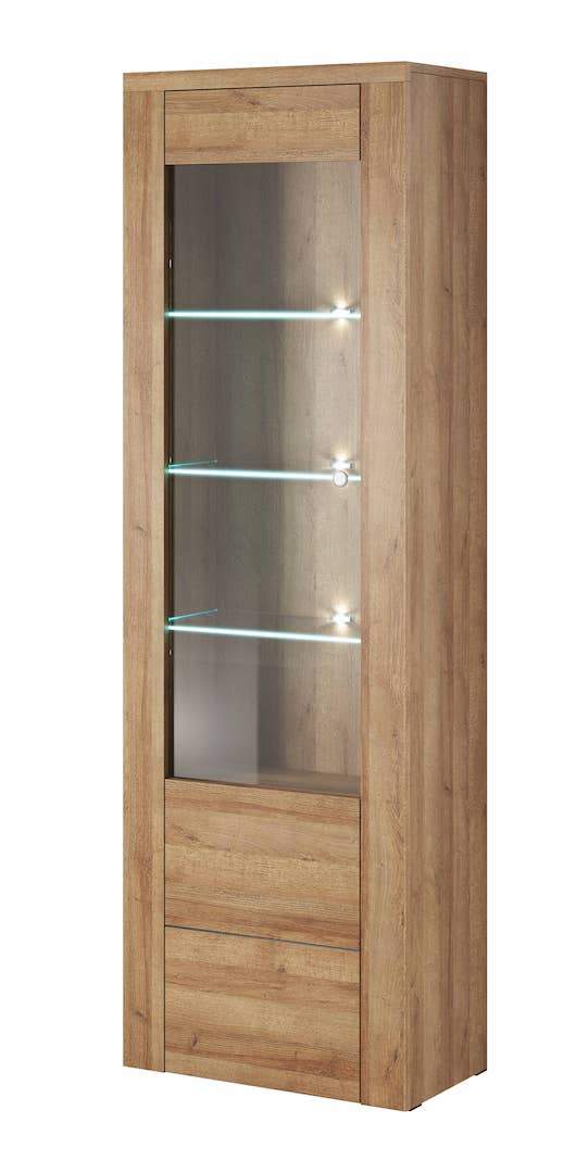 View Larona 05 Tall Display Cabinet Oak Riviera 65cm information