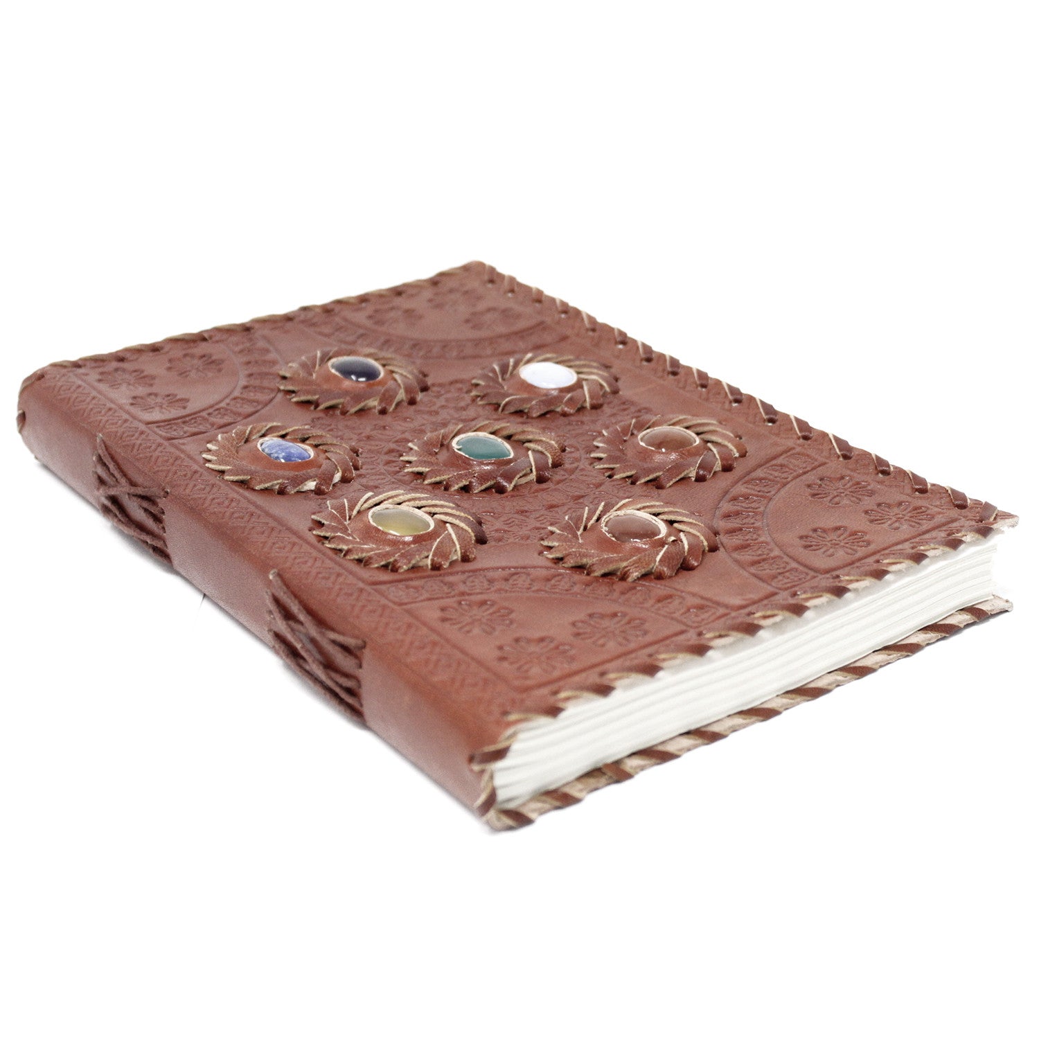 View Leather Chakra Stone Notebook 6x9 information
