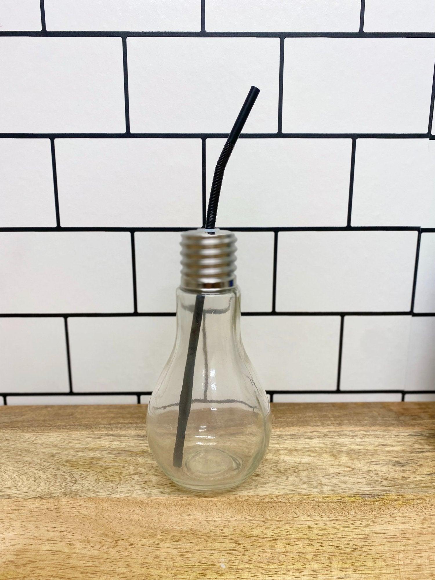 View Light Bulb Drinking Jar with Straw information