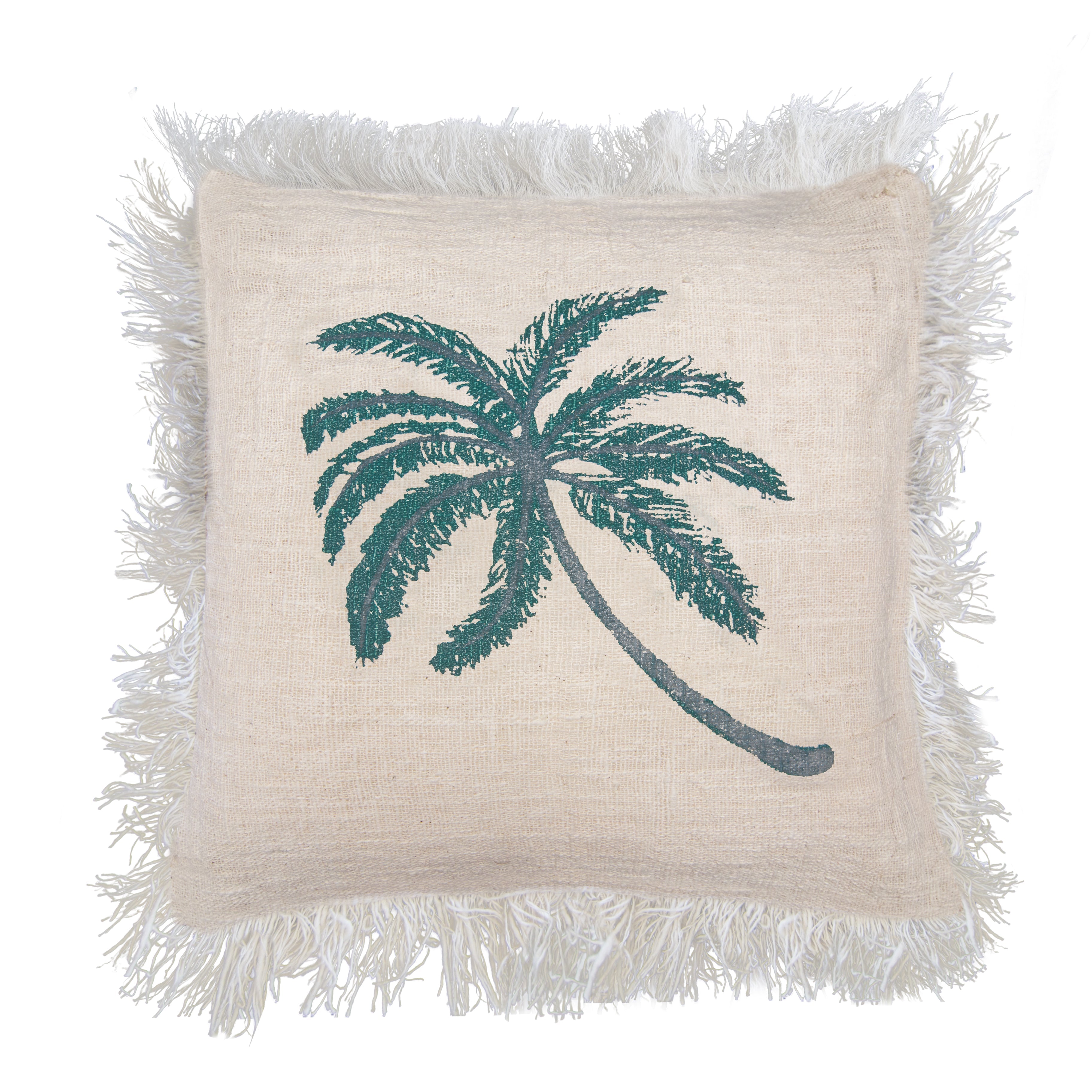 View Linen Cushion 60x60cm Palm Tree with Fringe information
