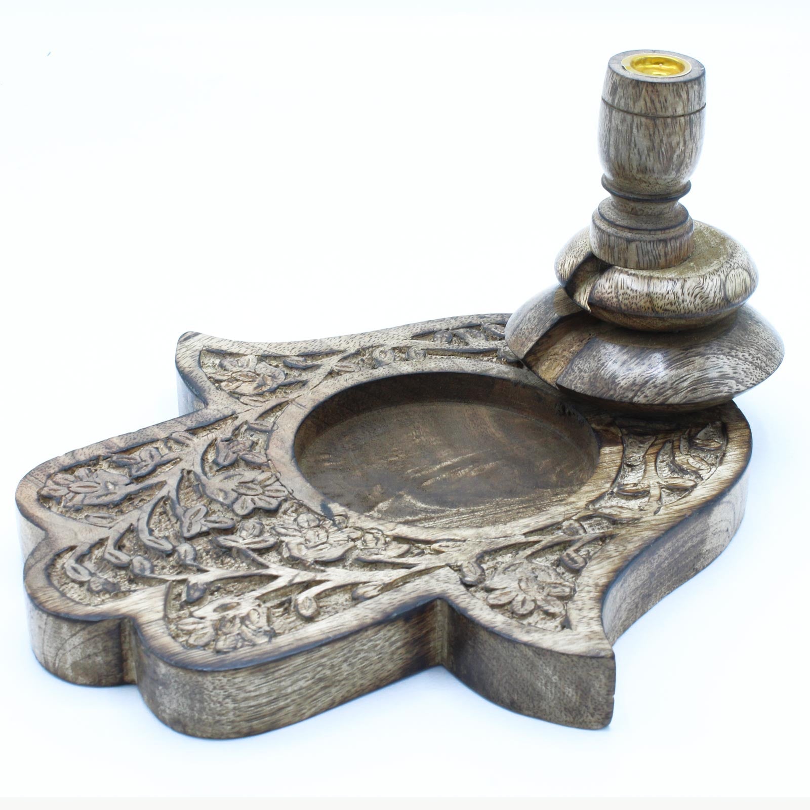 View Lrg Mango Wood Backflow Burner Hamsa information