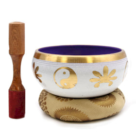 View Lrg Yin Yang Singing Bowl Set WhitePurple 14cm information