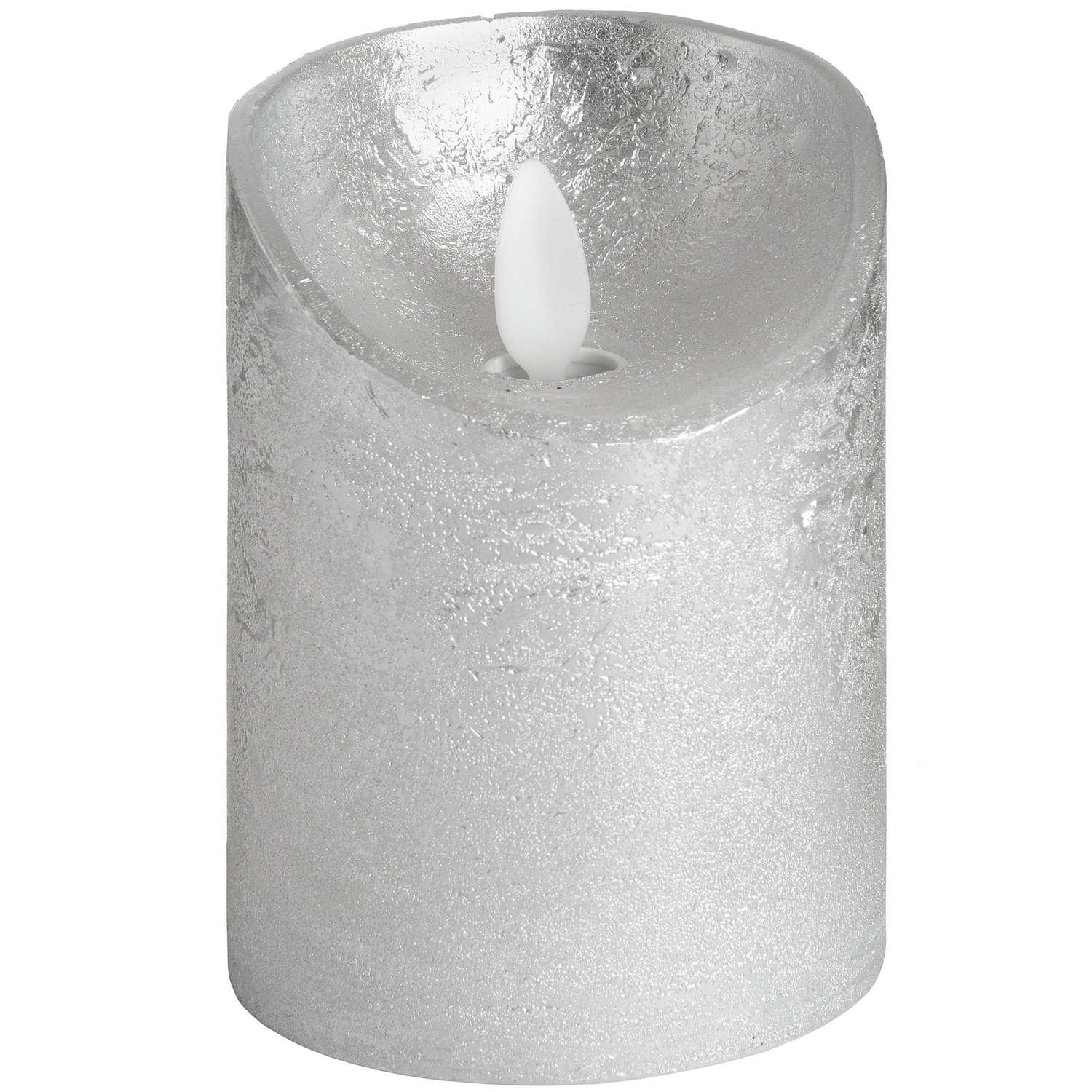 View Luxe Collection 3 x 4 Silver Flickering Flame LED Wax Candle information