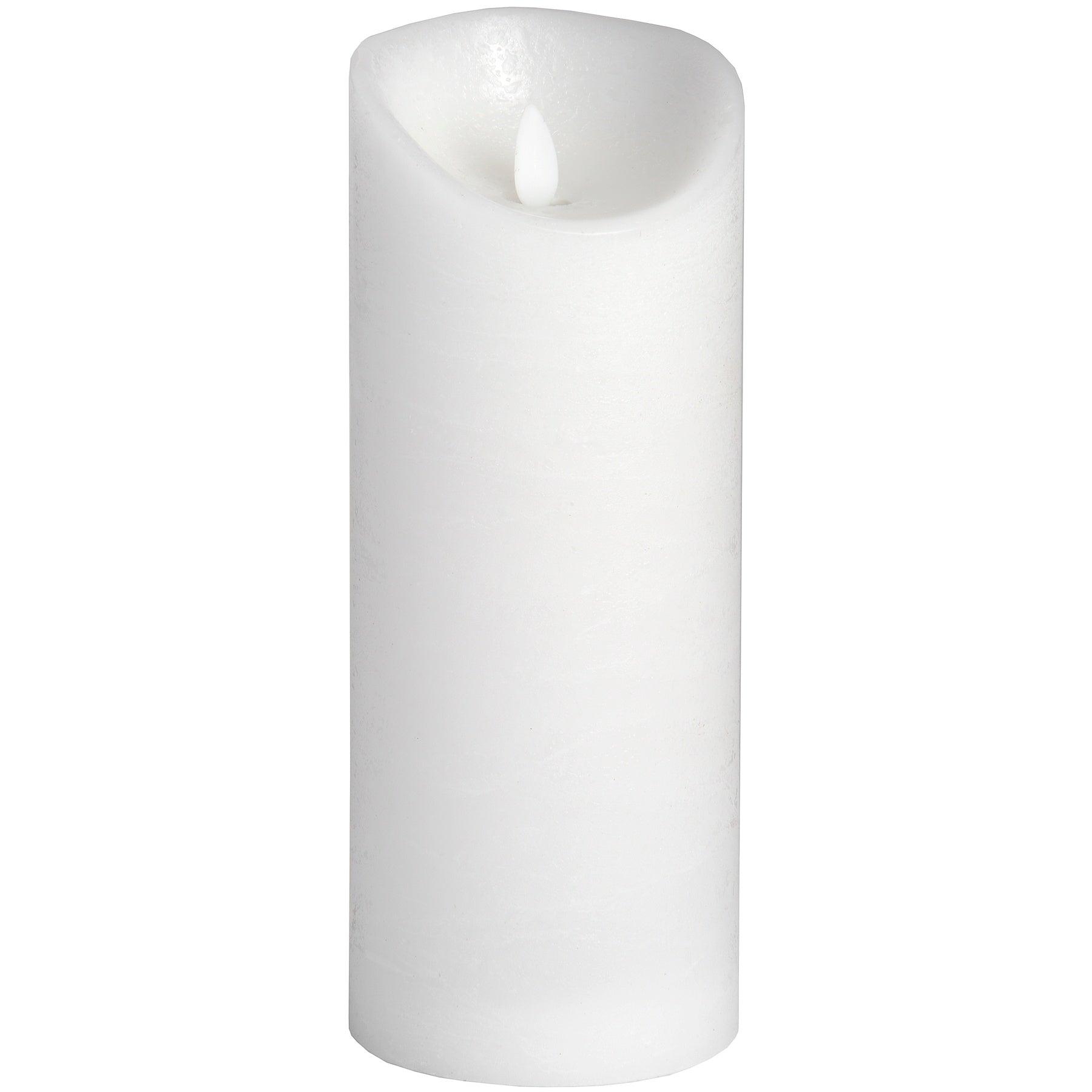 View Luxe Collection 35 x9 White Flickering Flame LED Wax Candle information
