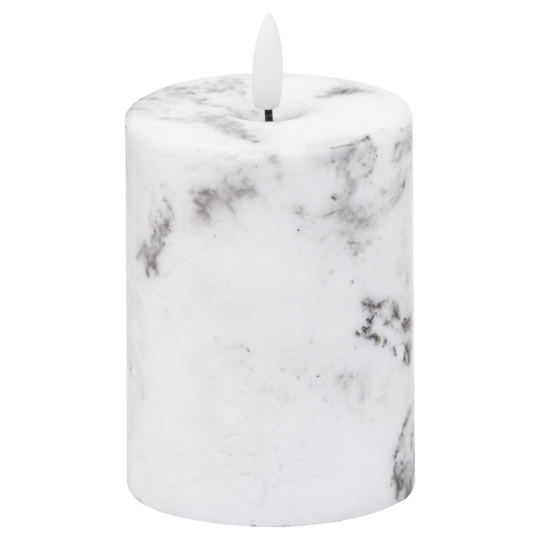 View Luxe Collection Natural Glow 3x4 Marble Effect LED Candle information