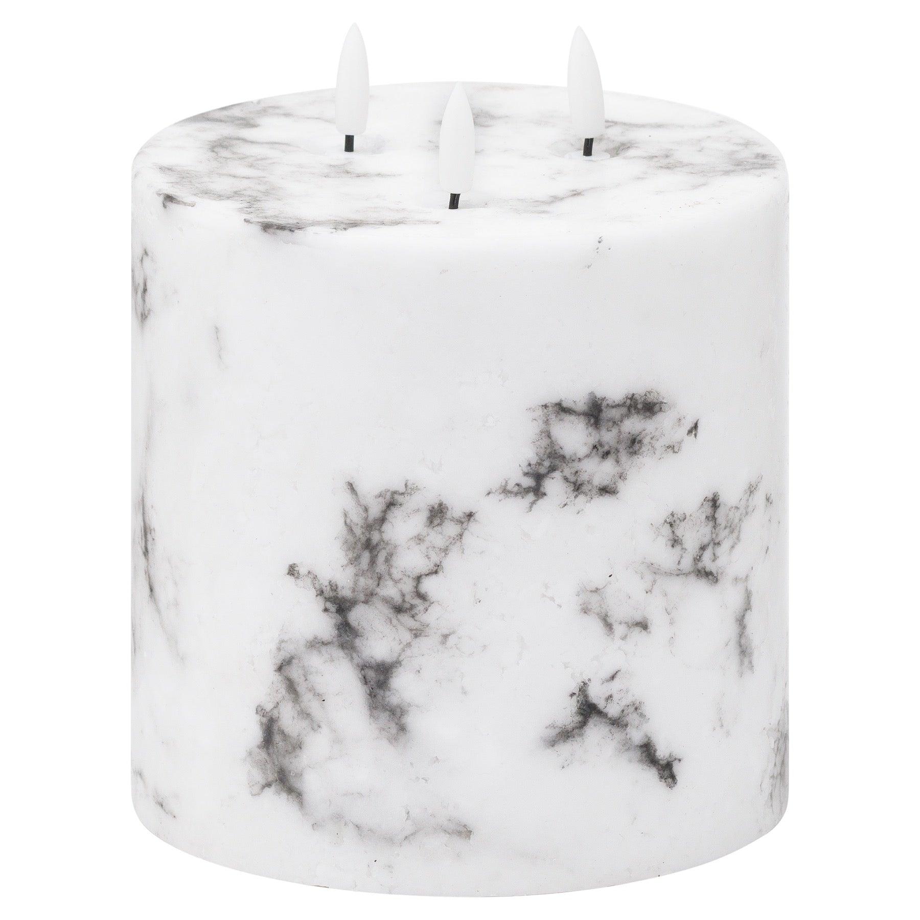 View Luxe Collection Natural Glow 6x6 Marble Effect LED Candle information