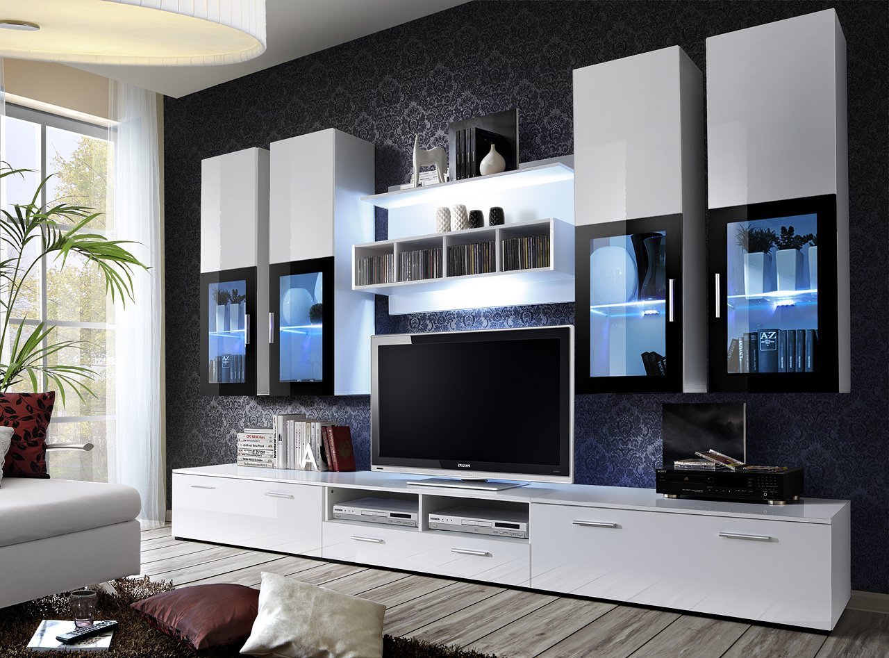 View Lyra Entertainment Unit in 4 Colours White Gloss 300cm information