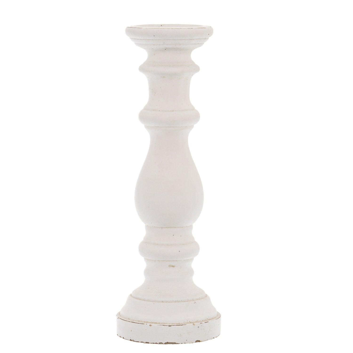 View Matt White Large Ceramic Column Candle Holder information