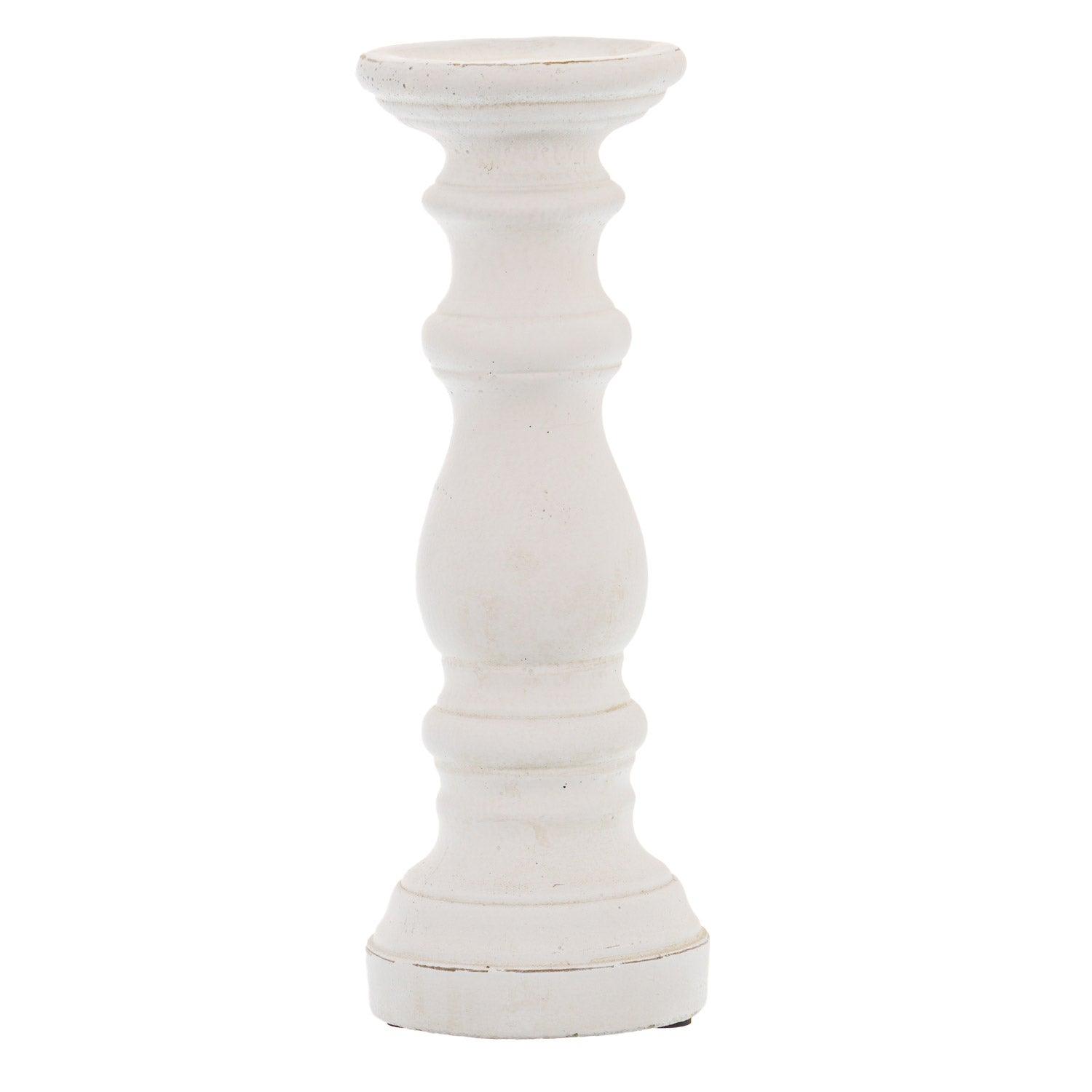 View Matt White Small Ceramic Column Candle Holder information