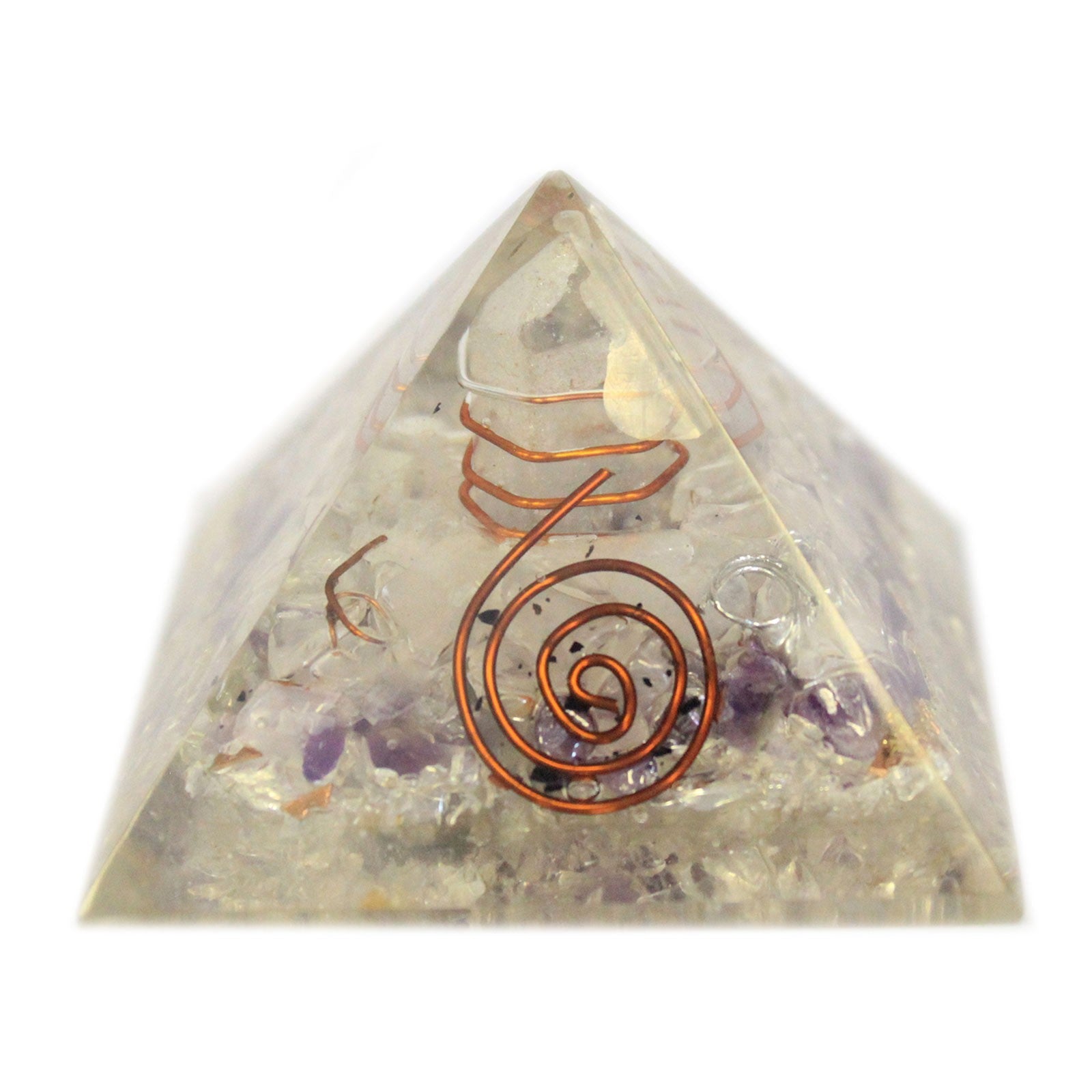 View Med Orgonite Pyramid 55mm Gemchips and Copper information