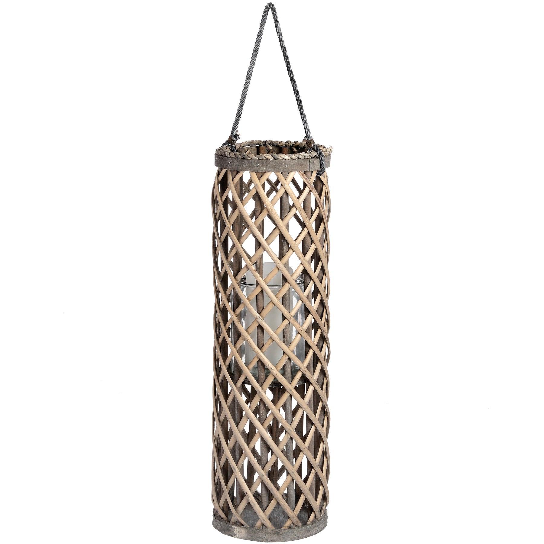 View Medium Wicker Lantern with Glass Hurricane information