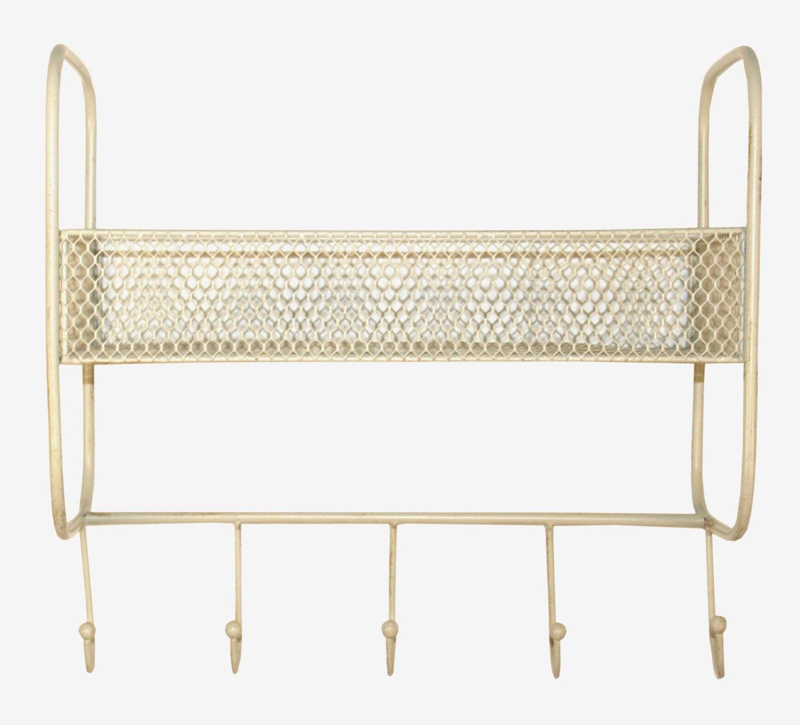 View Mesh Wall Shelf With 5 Hooks Cream information