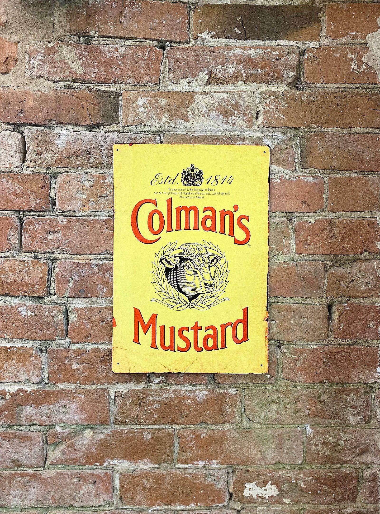 View Metal Advertising Wall Sign Colemans Mustard Yellow information