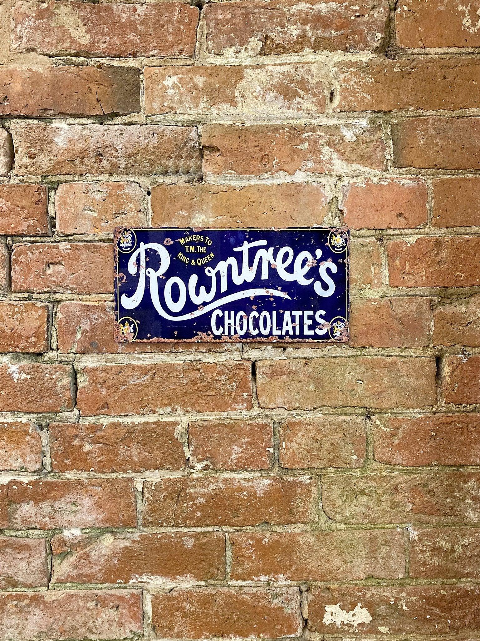 View Metal Advertising Wall Sign Rowntrees Chocolate Blue information