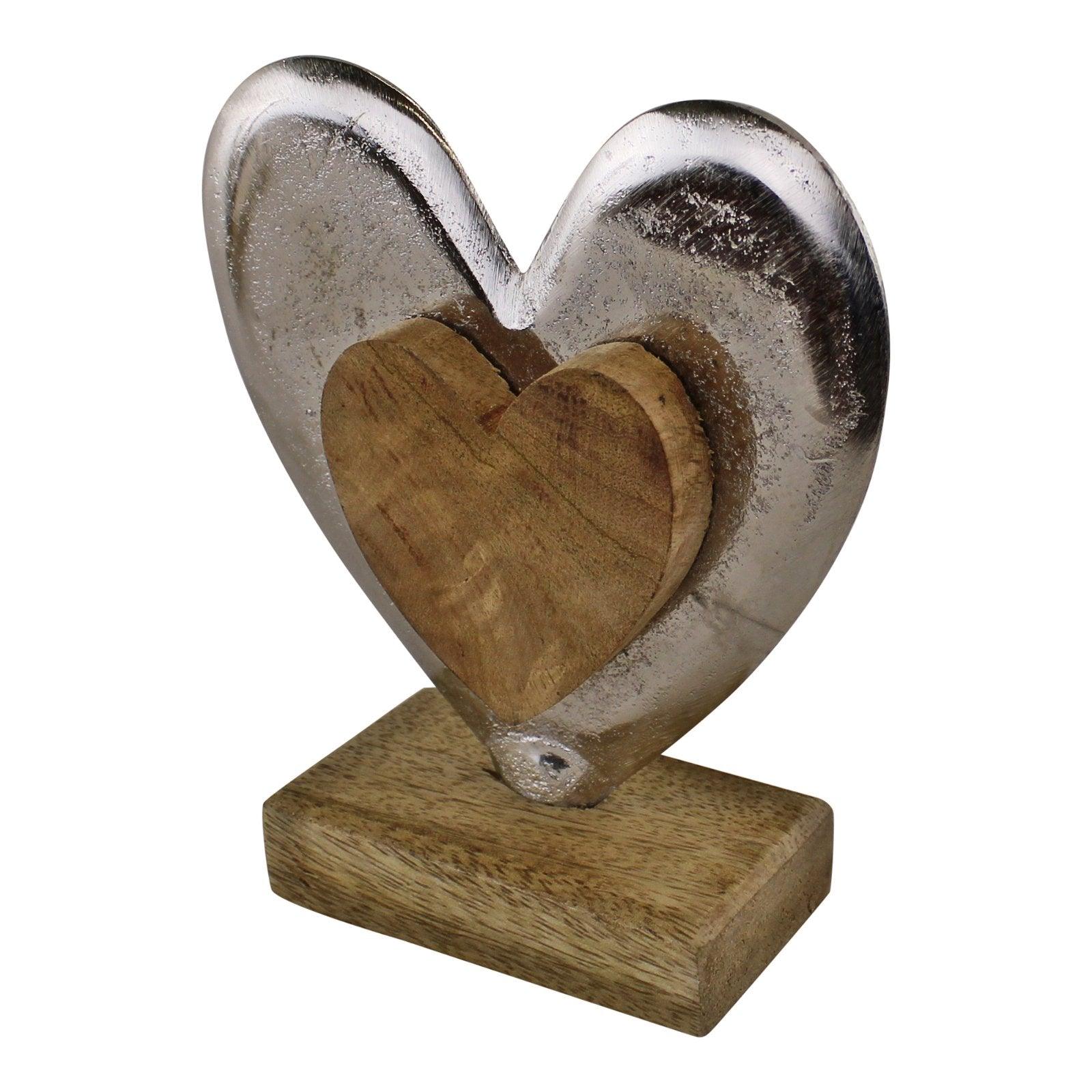 View Metal and Wood Standing Heart Decoration information