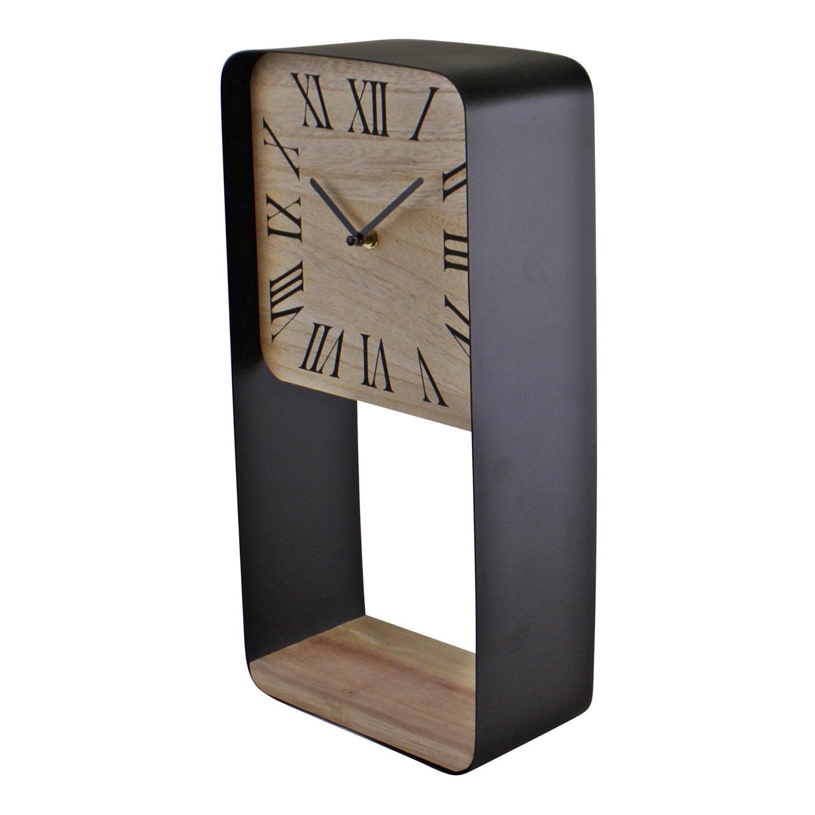 View Metal Framed Freestanding Clock With Shelf 40cm information