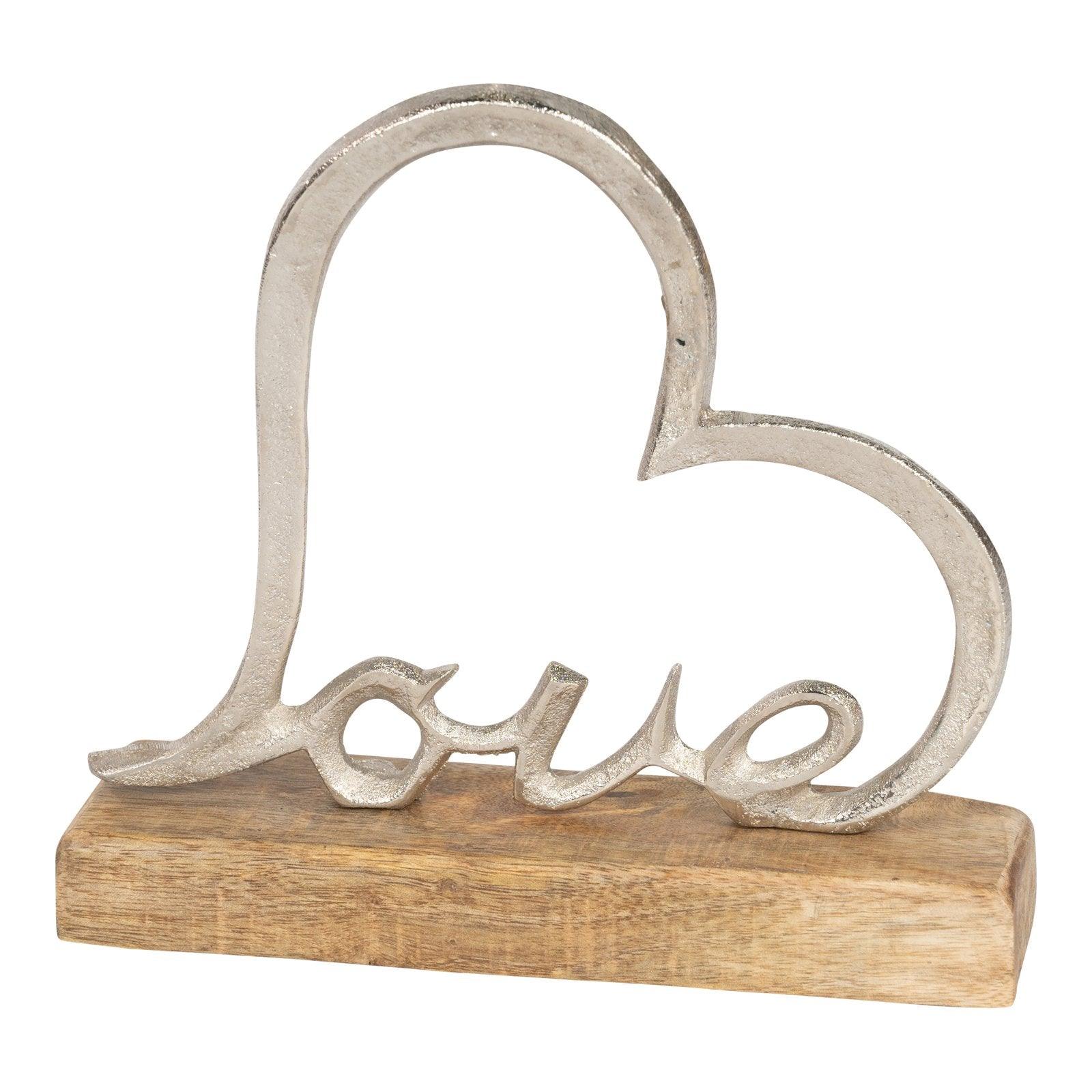 View Metal Heart of Love On A Wooden Base information