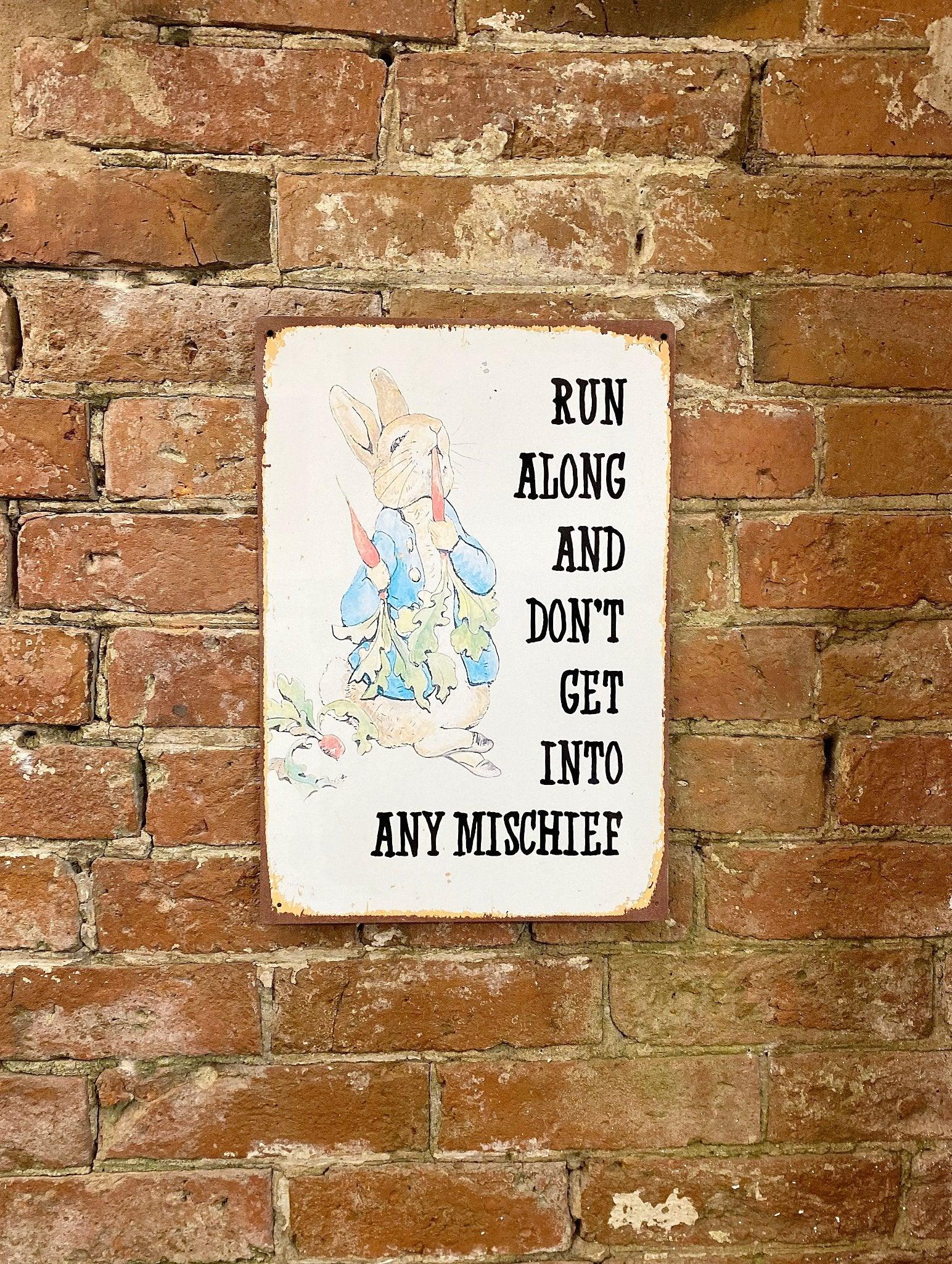 View Metal Movie Wall Sign Peter Rabbit Beatrix Potter Run Along Mischief information