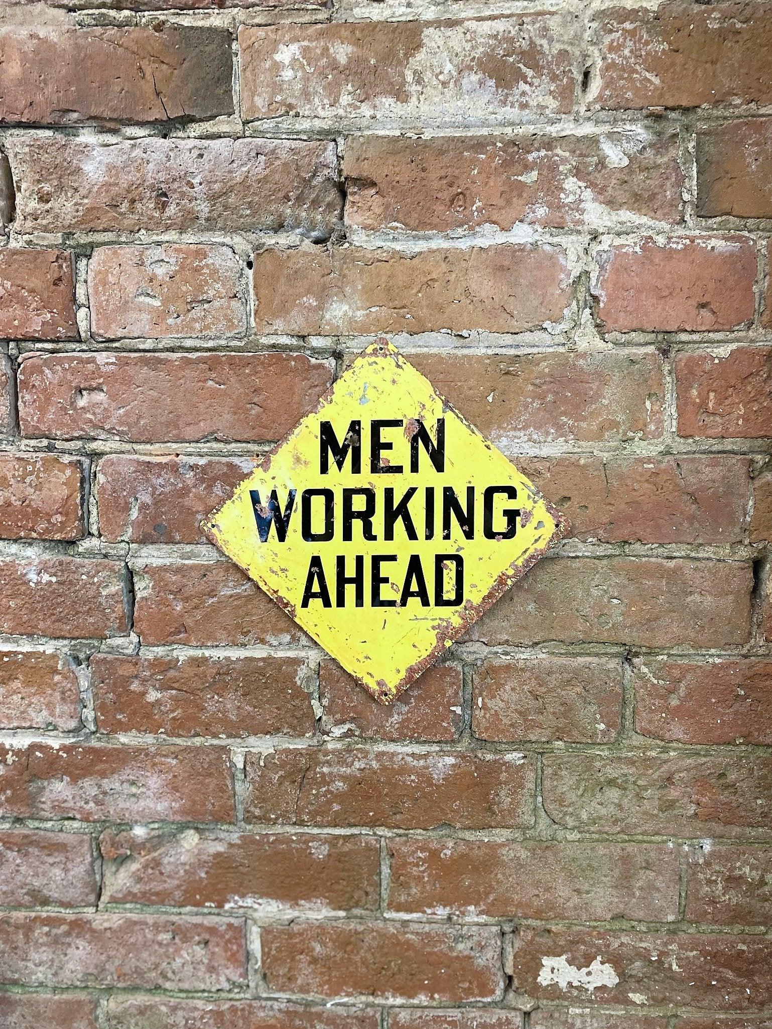 View Metal Square Wall Sign Men At Work information