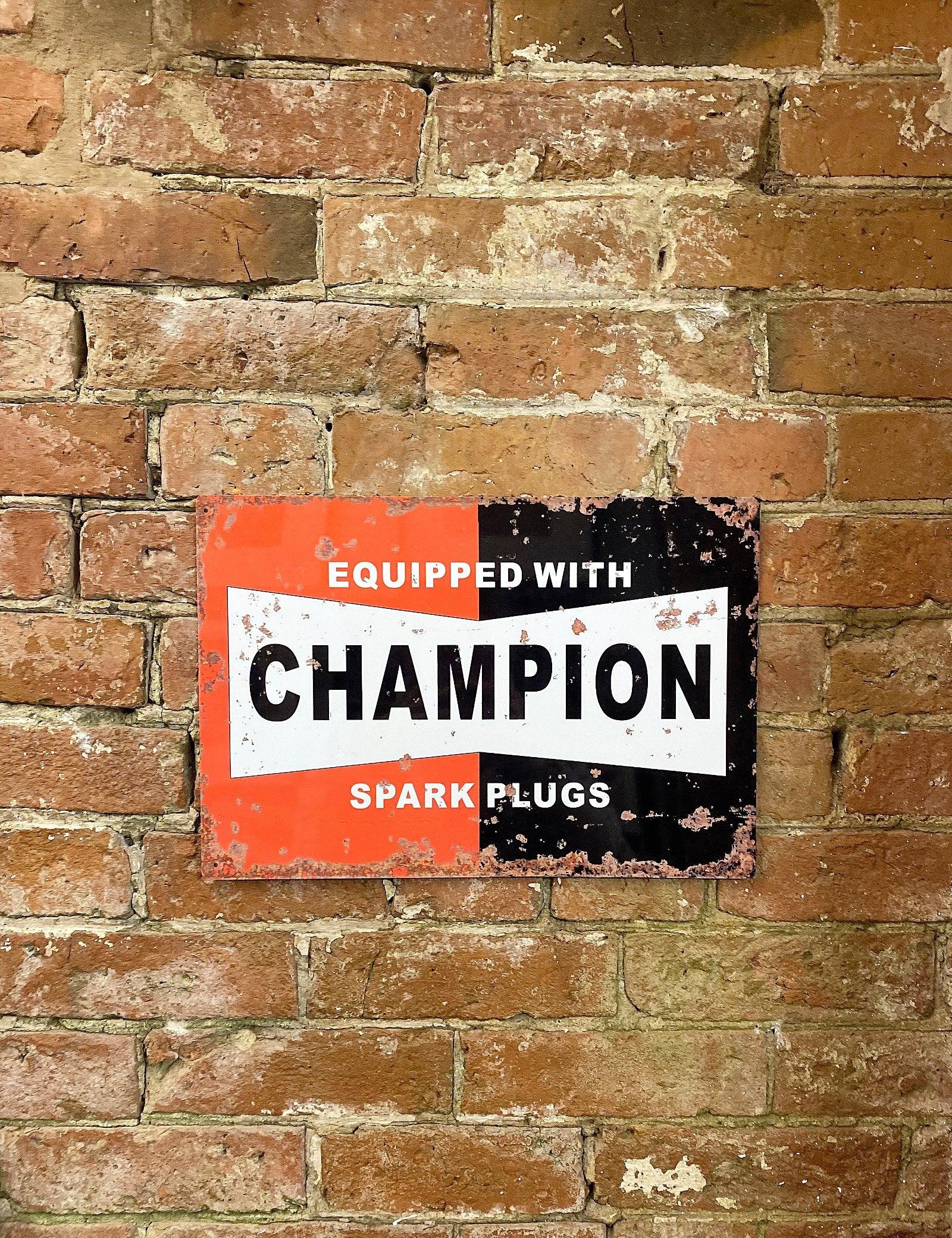 View Metal Wall Sign Plaque Champion Spark Plugs information