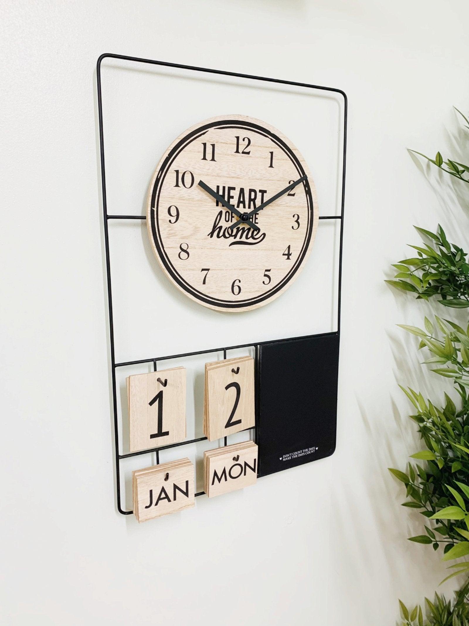 View Metal Wood Clock Date Memo Board 52x33cm information