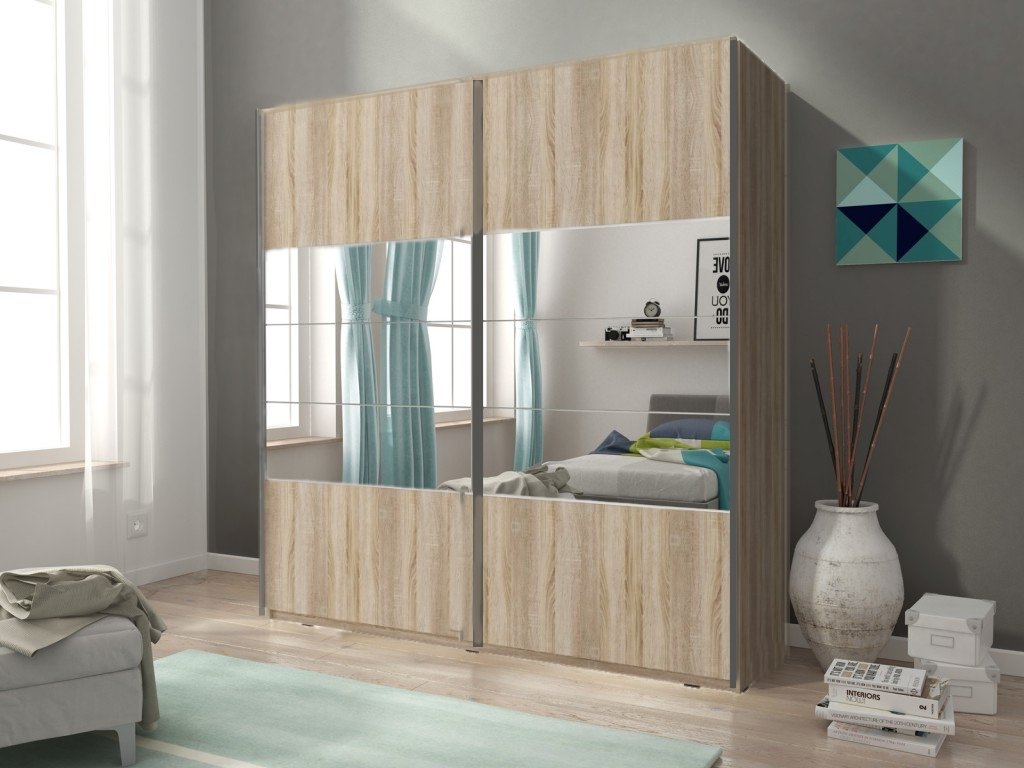 View Mika 01 Sliding Door Wardrobe 150cm 150cm Oak Sonoma information