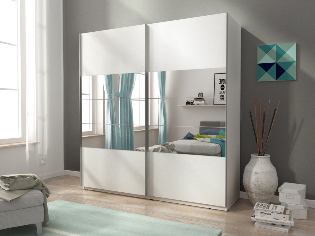 View Mika 01 Sliding Door Wardrobe 200cm 200cm White Matt information