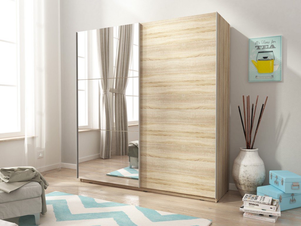 View Mika 02 Sliding Door Wardrobe 150cm 150cm Oak Sonoma information