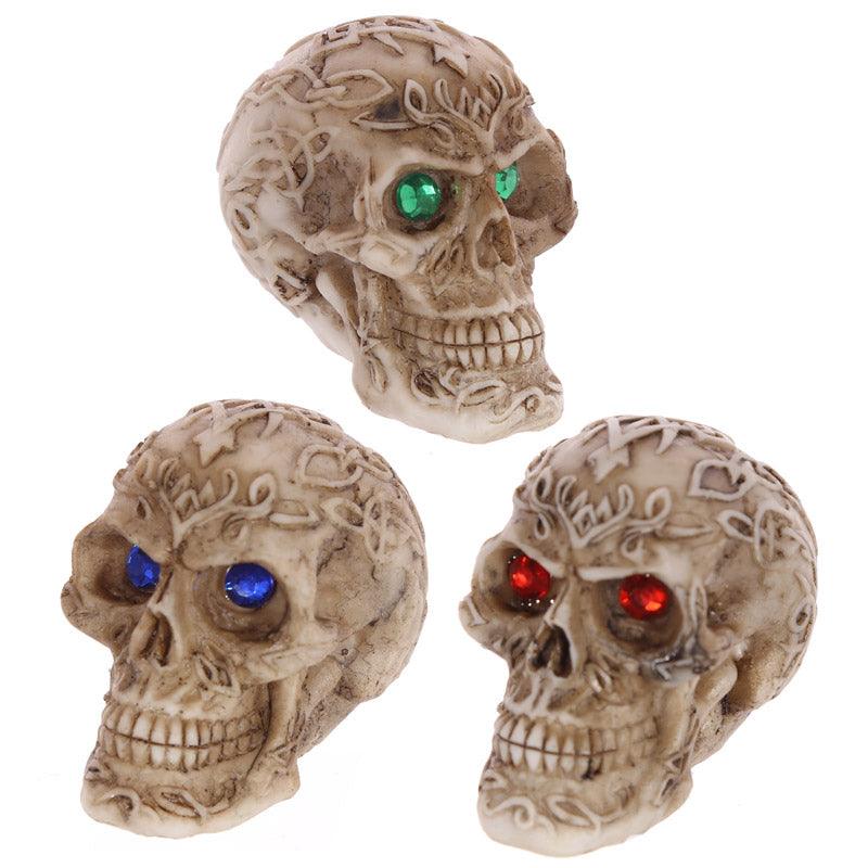 View Mini Gothic Skull Decoration with Gem Eyes information