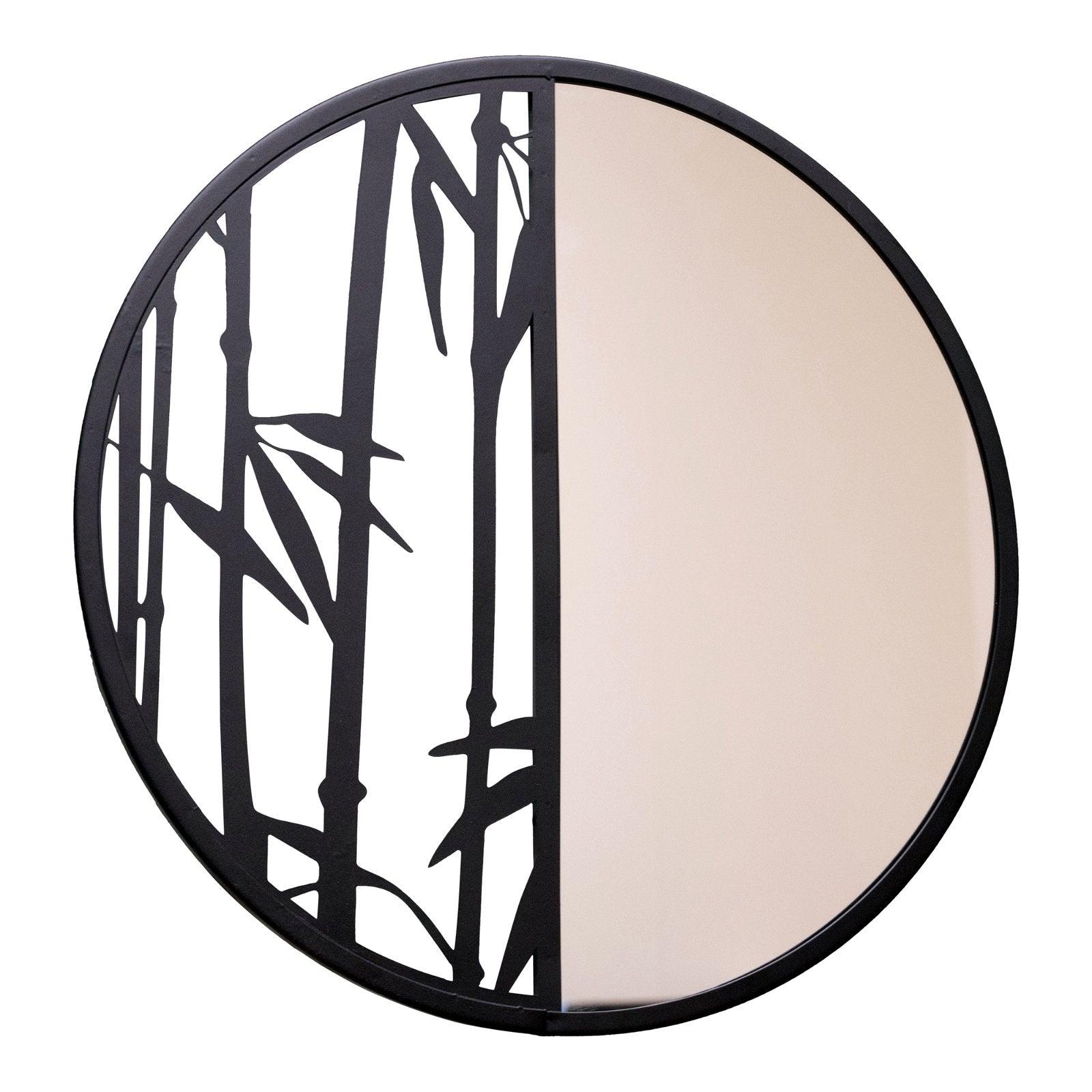 View Mirror with Black Metal Bamboo Wall Decor information