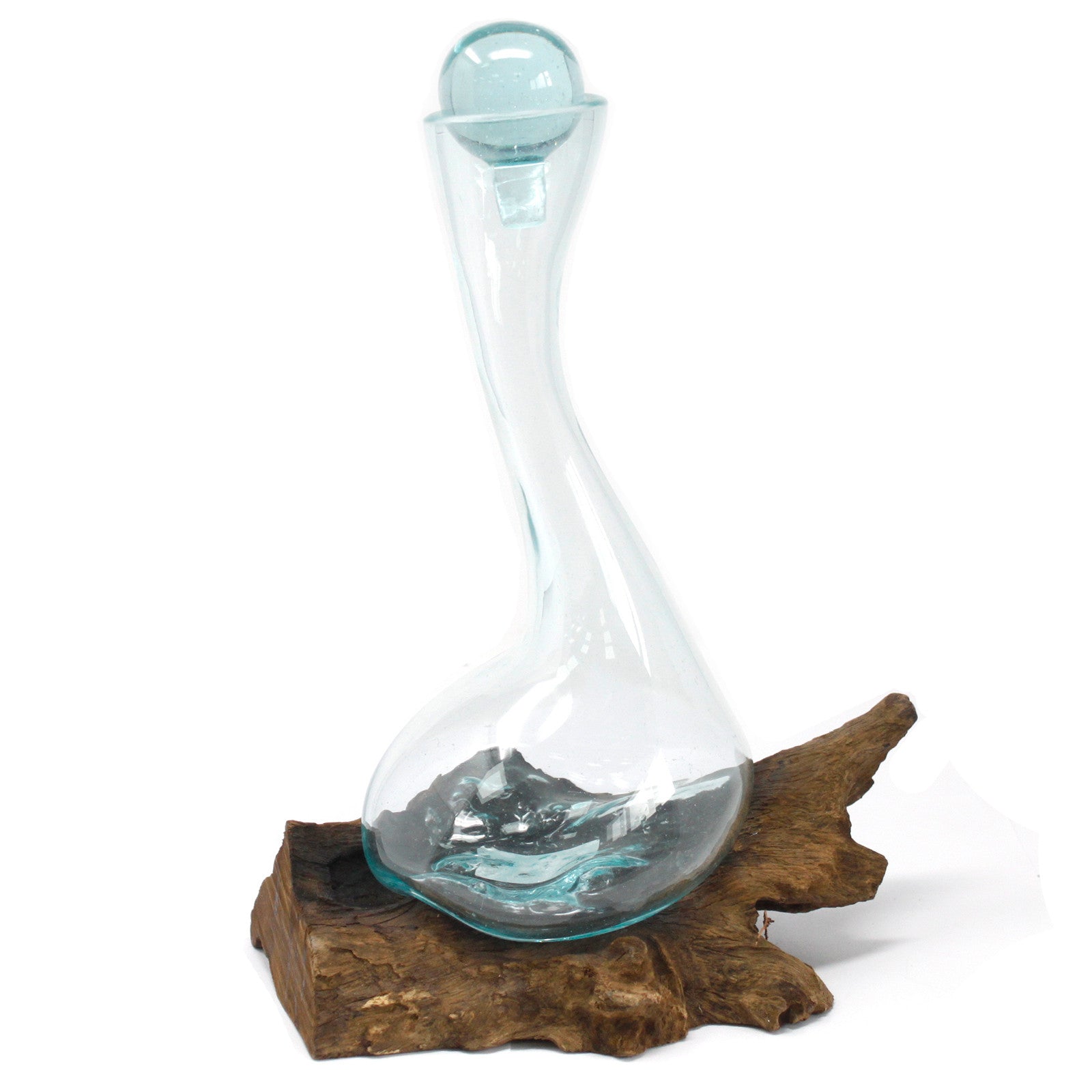 View Molten Glass on Wood Wine Decanter information