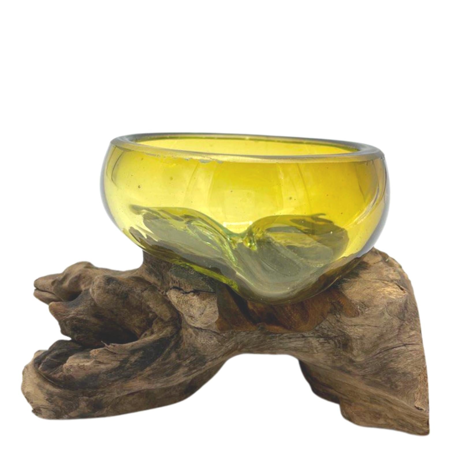 View Molton Glass Mini Amber Bowl on Wood information