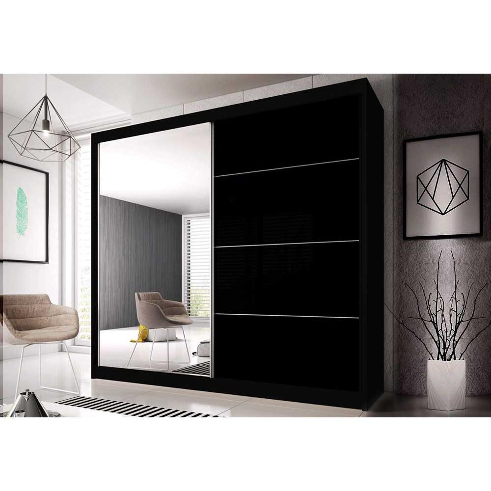 View Multi 31 Sliding Mirror Door Wardrobe 183cm Black Matt 183cm information