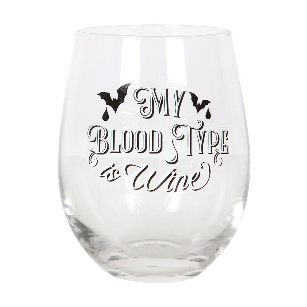 View My Blood Type is Wine Stemless Wine Glass information