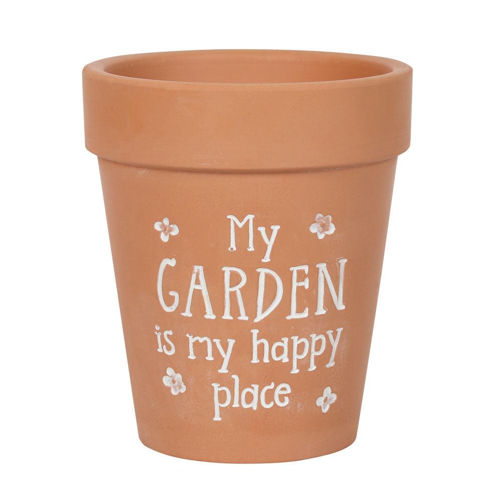 View My Garden Is My Happy Place Terracotta Plant Pot information