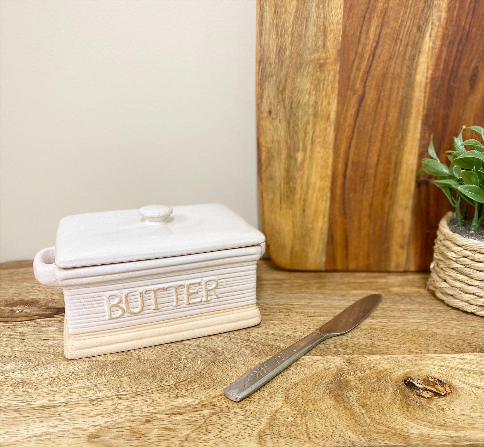 View Natural Ceramic Butter Dish 19cm information