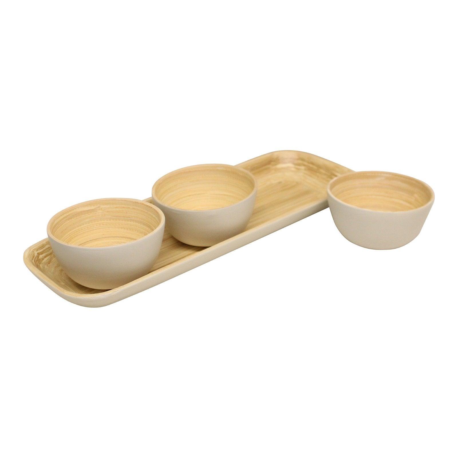 View Natural Interiors Bamboo Set Of 3 Serving Bowls On Tray information