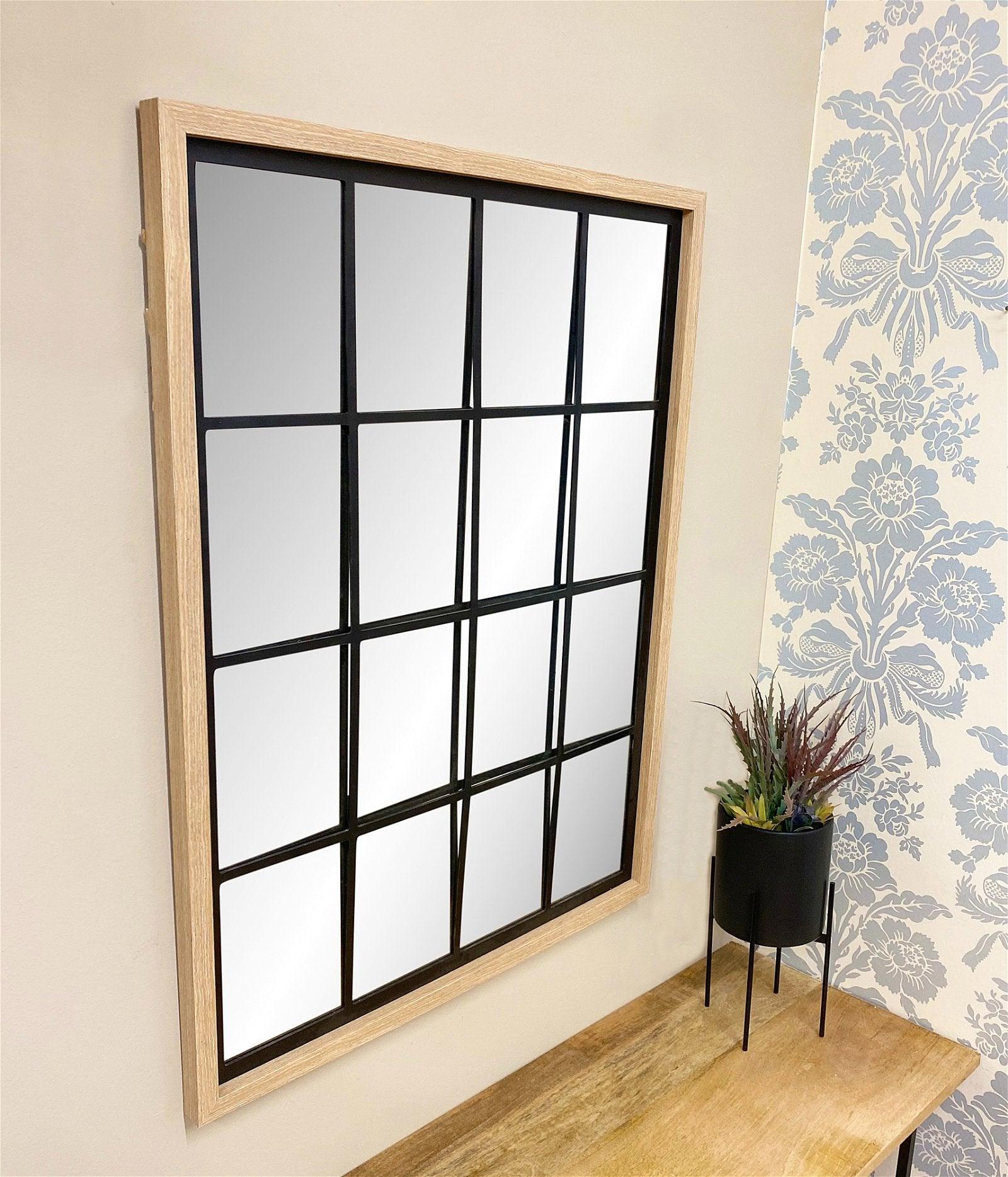 View Natural Wood Effect Window Mirror 80cm information