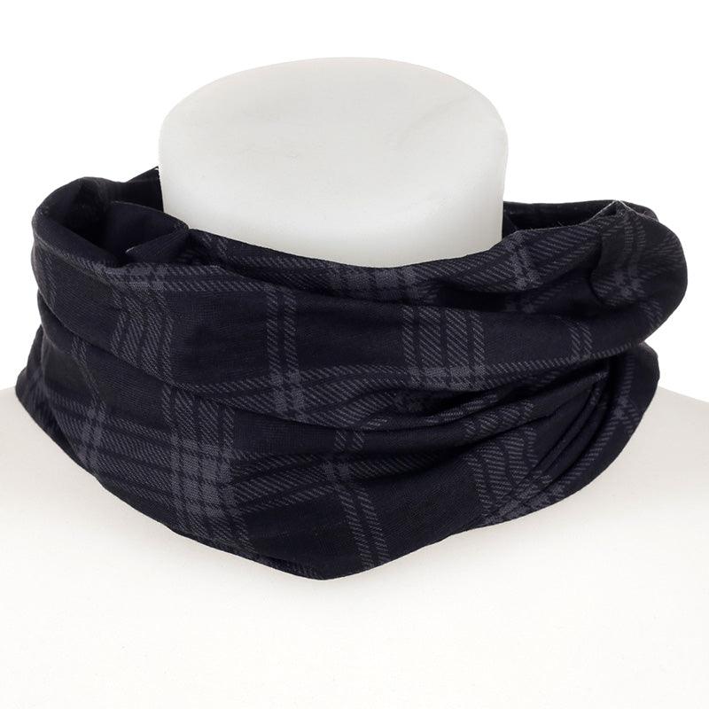 View Neck Warmer Tube Scarf Black Grey Tartan information