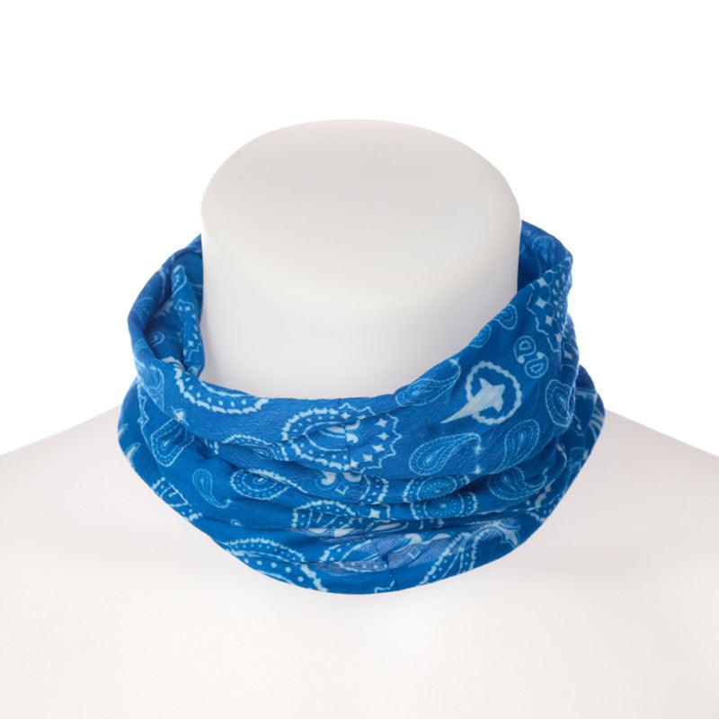 View Neck Warmer Tube Scarf Blue Patterned information