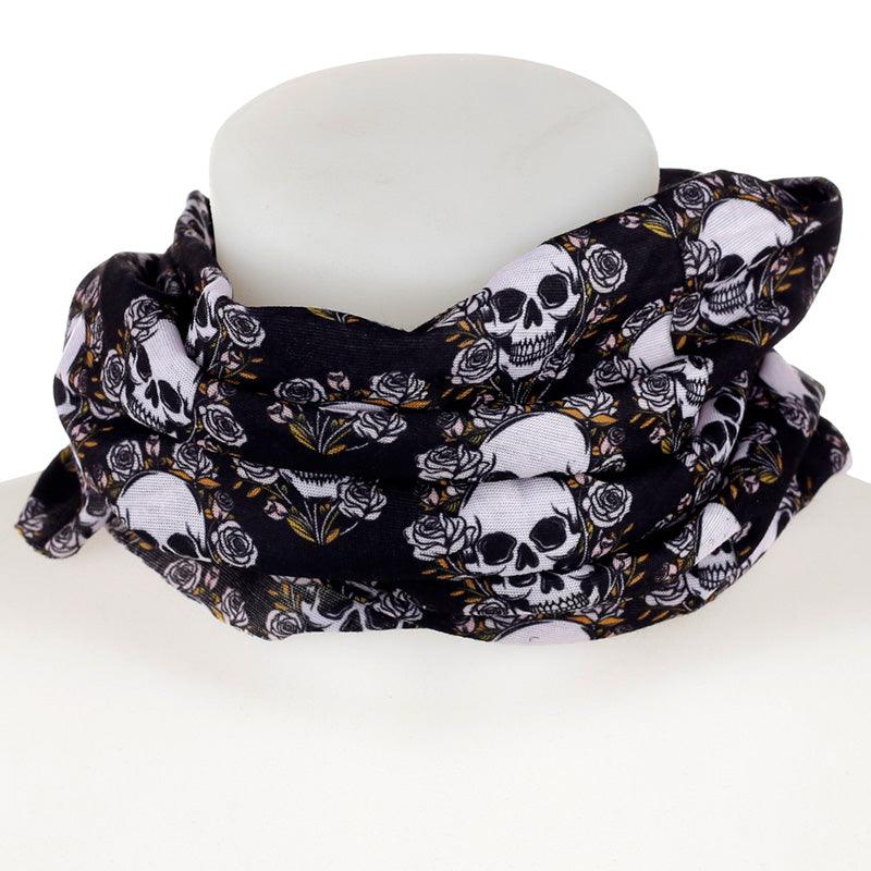 View Neck Warmer Tube Scarf Skulls Roses information