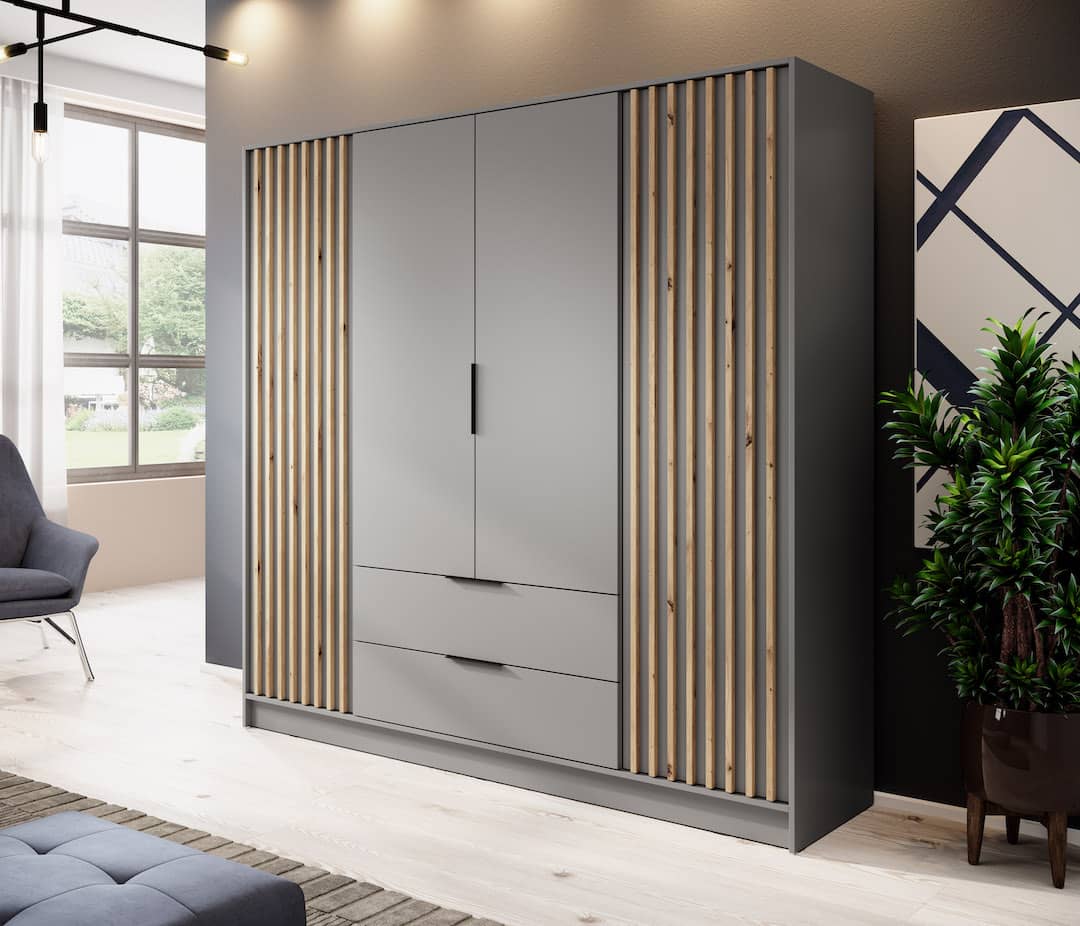 View Nelly Hinged Door Wardrobe 206cm Grey 206cm information