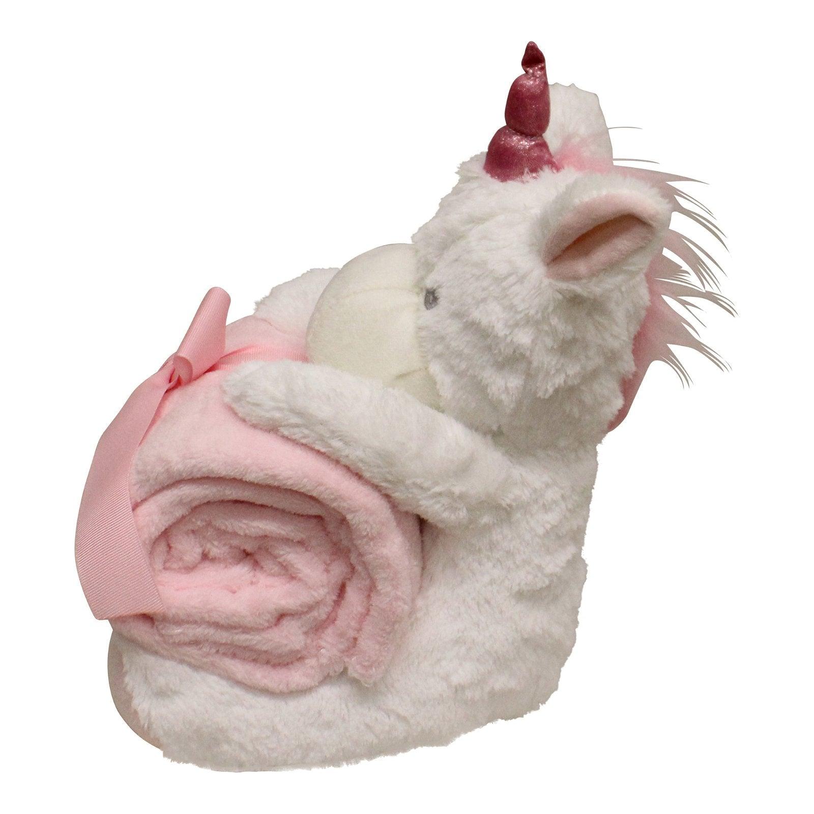 View New Baby White Unicorn Teddy Pink Throw information