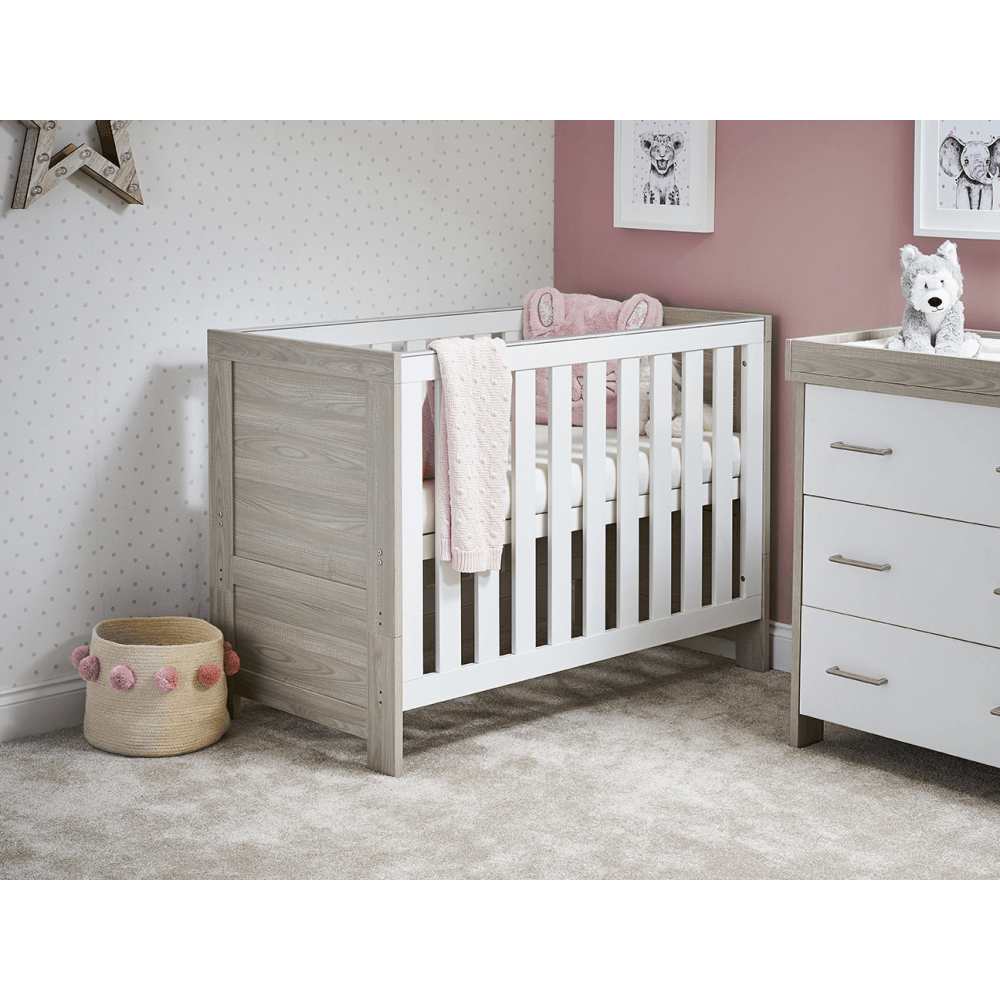 View Nika Mini Cot Bed Grey Wash White information